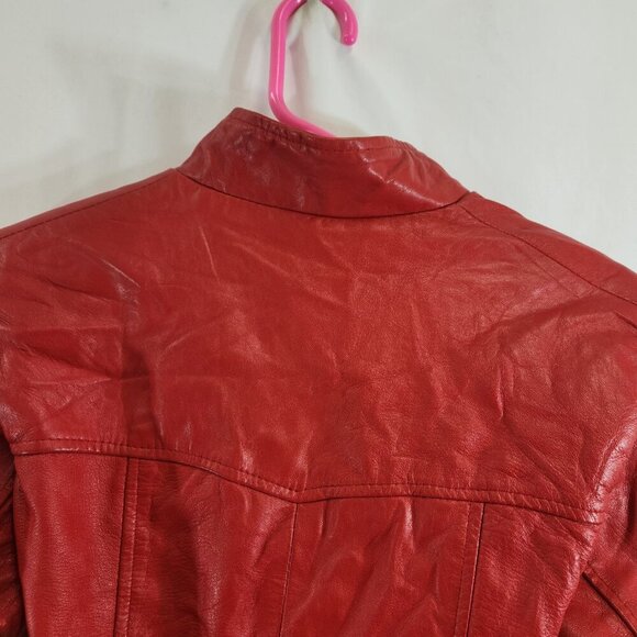 DC Collection Red Leather Jacket Size Small - Picture 8 of 12